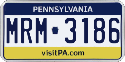 PA license plate MRM3186