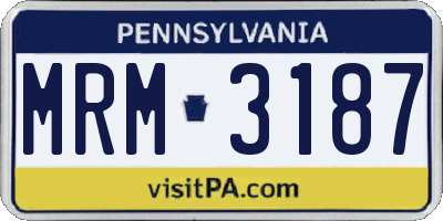 PA license plate MRM3187