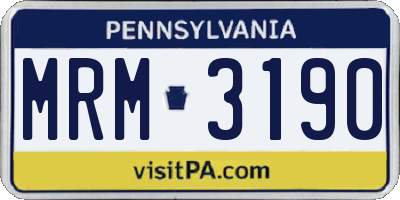 PA license plate MRM3190