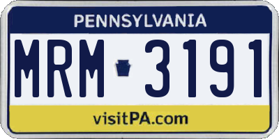 PA license plate MRM3191