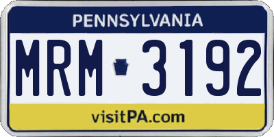 PA license plate MRM3192