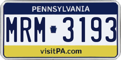 PA license plate MRM3193
