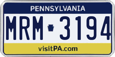 PA license plate MRM3194