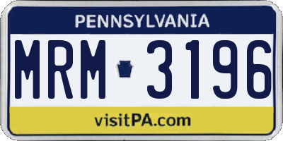 PA license plate MRM3196