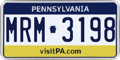 PA license plate MRM3198