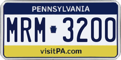 PA license plate MRM3200