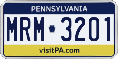 PA license plate MRM3201
