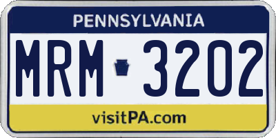 PA license plate MRM3202