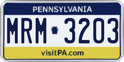 PA license plate MRM3203