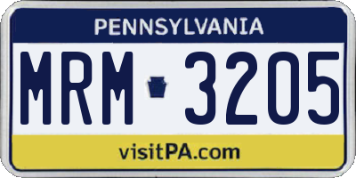 PA license plate MRM3205
