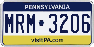 PA license plate MRM3206