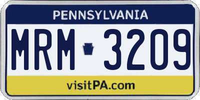PA license plate MRM3209