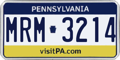 PA license plate MRM3214