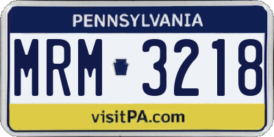 PA license plate MRM3218