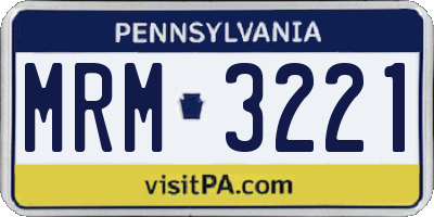 PA license plate MRM3221