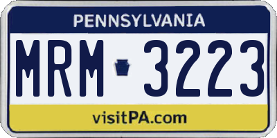 PA license plate MRM3223