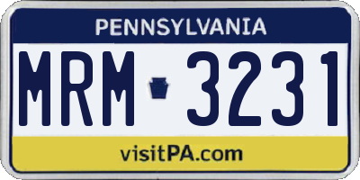 PA license plate MRM3231