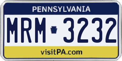 PA license plate MRM3232