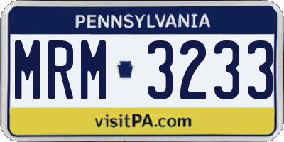 PA license plate MRM3233