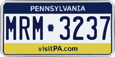 PA license plate MRM3237