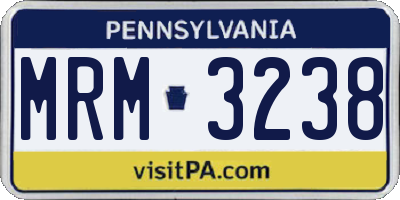 PA license plate MRM3238