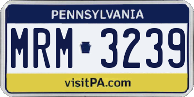 PA license plate MRM3239