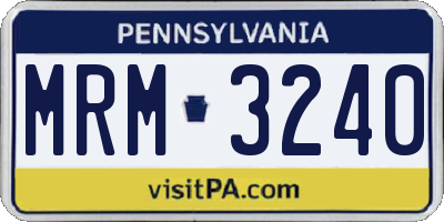 PA license plate MRM3240