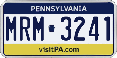 PA license plate MRM3241