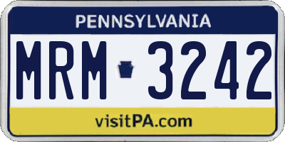 PA license plate MRM3242