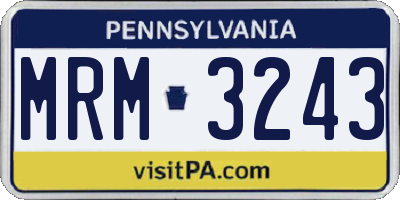 PA license plate MRM3243