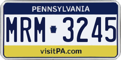 PA license plate MRM3245