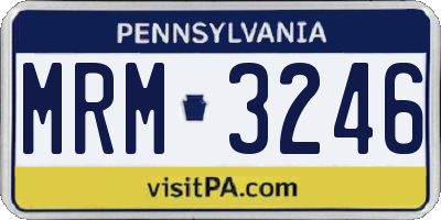 PA license plate MRM3246