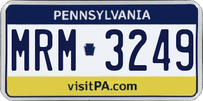 PA license plate MRM3249