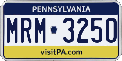 PA license plate MRM3250