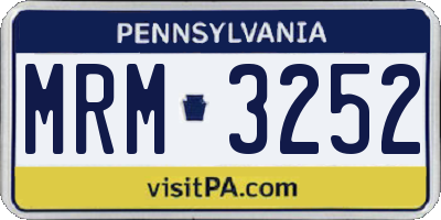 PA license plate MRM3252