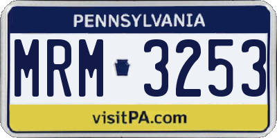PA license plate MRM3253