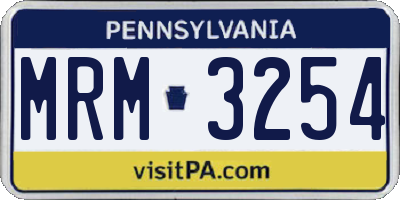 PA license plate MRM3254