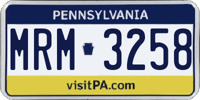 PA license plate MRM3258