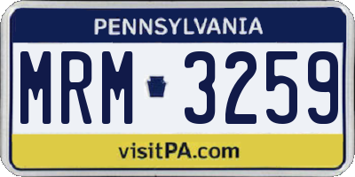 PA license plate MRM3259