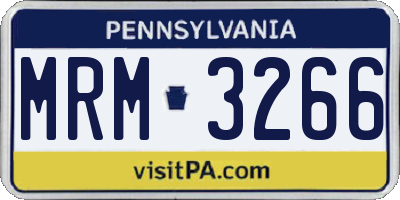 PA license plate MRM3266