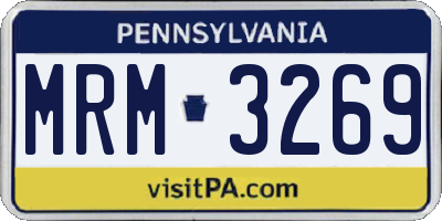 PA license plate MRM3269
