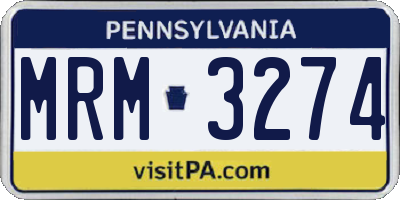 PA license plate MRM3274