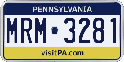 PA license plate MRM3281