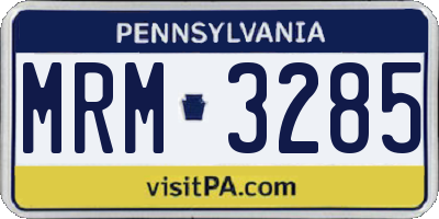 PA license plate MRM3285