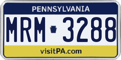 PA license plate MRM3288