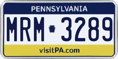 PA license plate MRM3289