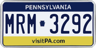 PA license plate MRM3292