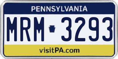PA license plate MRM3293