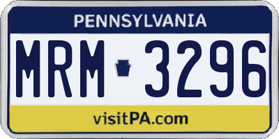PA license plate MRM3296