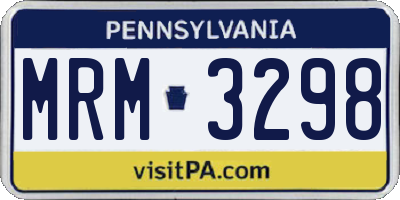 PA license plate MRM3298